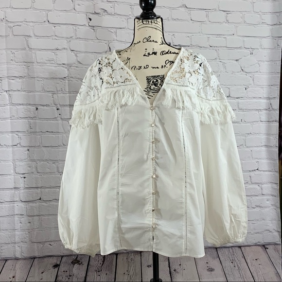 Angela Plus Tops - Beautiful White Lace 3X Plus Size Blouse - NWT